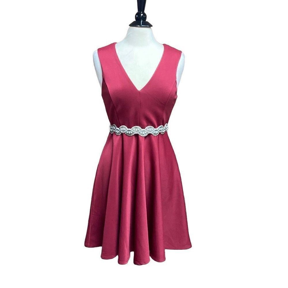 Altar’d State Burgundy Sleeveless Fit & Flare Dress Size Large